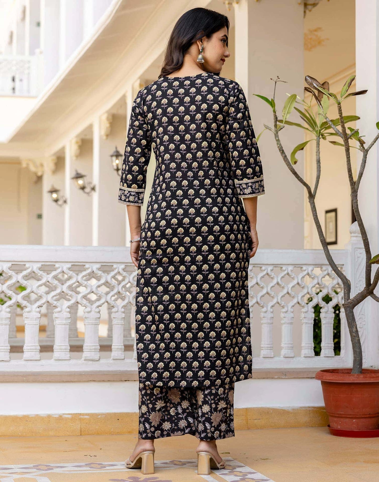 Cotton Printed Straight Kurta with Pant & Dupatta