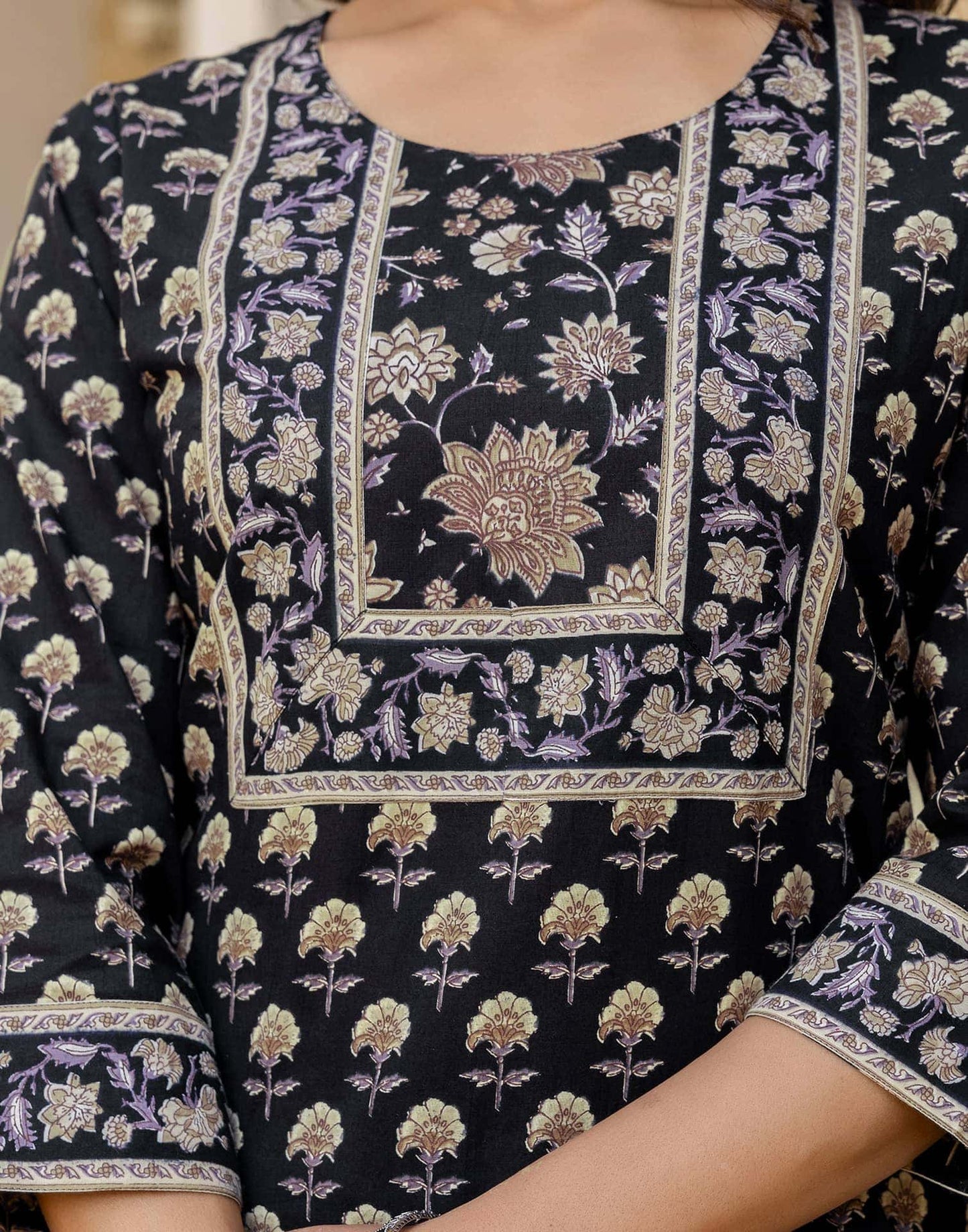 Cotton Printed Straight Kurta with Pant & Dupatta