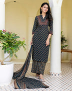 Viscose Rayon Printed Straight 3 Piece Kurta Set