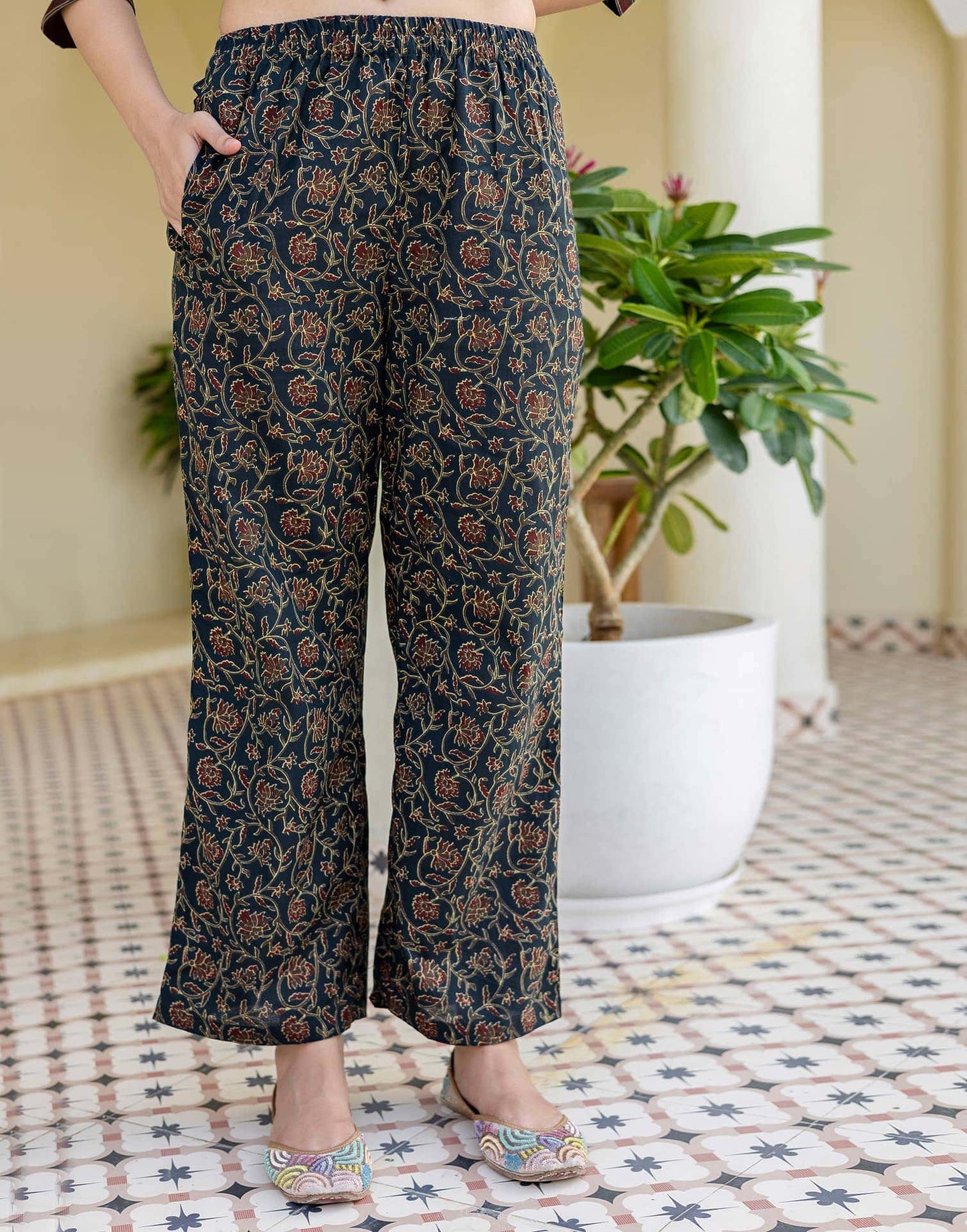 Cotton Printed, Fabric Lace Straight Kurta with Pant & Dupatta