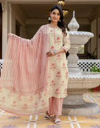 Viscose Rayon Floral Print Straight 3 Piece Kurta Set