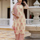 Cotton Floral Printed, Fabric Lace A-Line Kurta with Pant & Dupatta