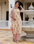 Viscose Rayon Floral Print Straight 3 Piece Kurta Set
