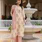 Cotton Floral Printed, Fabric Lace A-Line Kurta with Pant & Dupatta