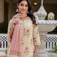 Cotton Floral Printed, Fabric Lace A-Line Kurta with Pant & Dupatta