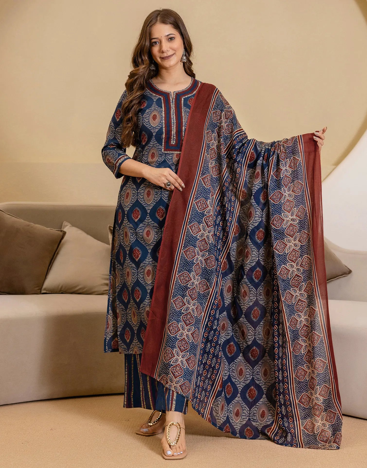 Viscose Rayon Printed Straight 3 Piece Kurta Set