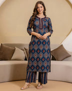 Viscose Rayon Printed Straight 3 Piece Kurta Set