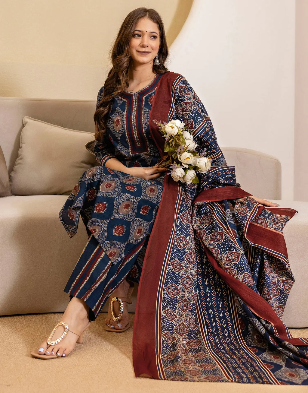 Viscose Rayon Printed Straight 3 Piece Kurta Set