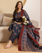 Viscose Rayon Printed Straight 3 Piece Kurta Set