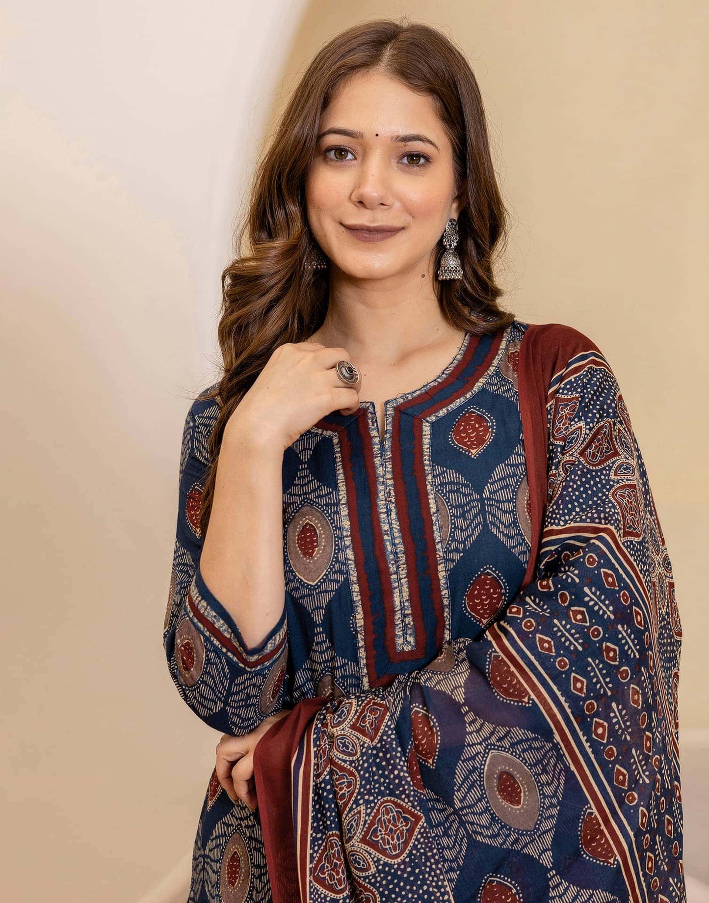 Cotton Printed Straight Kurta with Pant & Dupatta