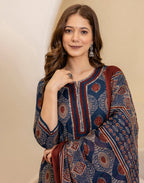 Viscose Rayon Printed Straight 3 Piece Kurta Set