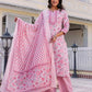 Cotton Printed A-Line Kurta with Pant & Dupatta