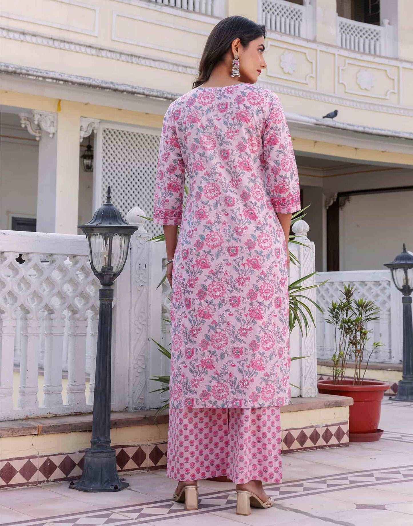 Cotton Printed A-Line Kurta with Pant & Dupatta