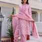 Cotton Printed A-Line Kurta with Pant & Dupatta