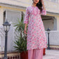 Cotton Printed A-Line Kurta with Pant & Dupatta