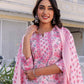 Cotton Printed A-Line Kurta with Pant & Dupatta