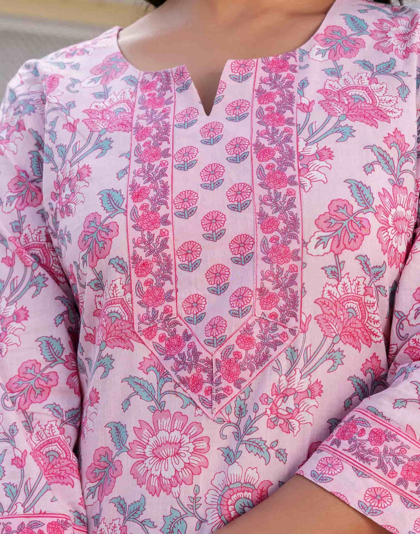 Cotton Printed A-Line Kurta with Pant & Dupatta