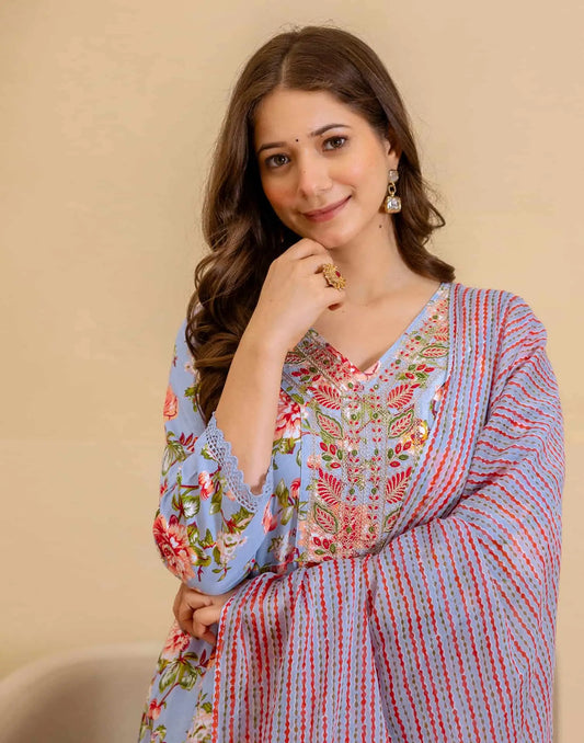 Affordable v neck kurta set 
