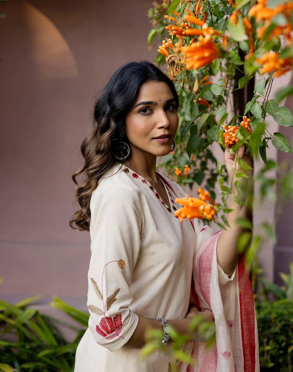 Skylee Cotton Embroidered Straight 3 Piece Kurta Set For Woman