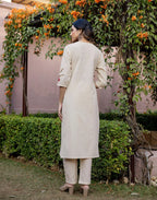Skylee Cotton Embroidered Straight 3 Piece Kurta Set For Woman