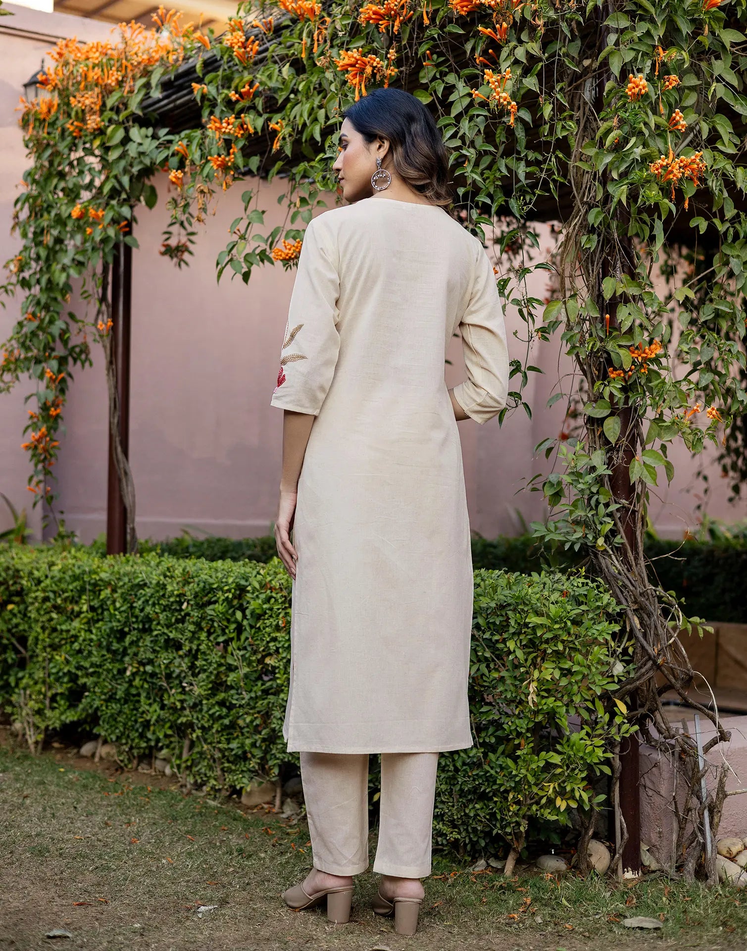 Skylee Cotton Embroidered Straight 3 Piece Kurta Set For Woman