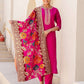 Silk Blend Embroidery and Sequins Work Straight Kurta with Pant & Dupatta