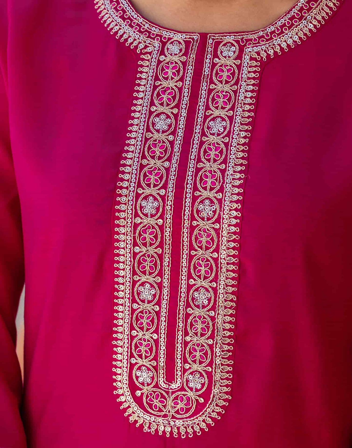 Silk Blend Embroidery and Sequins Work Straight Kurta with Pant & Dupatta