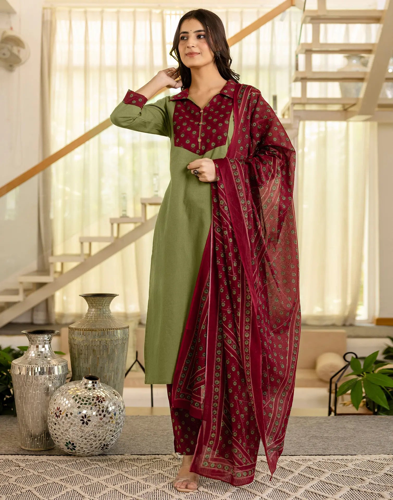 Viscose Rayon Printed Straight 3 Piece Kurta Set