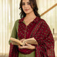 Cotton Dyed, Printed Fabric Lace Straight Kurta with Pant & Dupatta