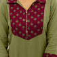 Cotton Dyed, Printed Fabric Lace Straight Kurta with Pant & Dupatta