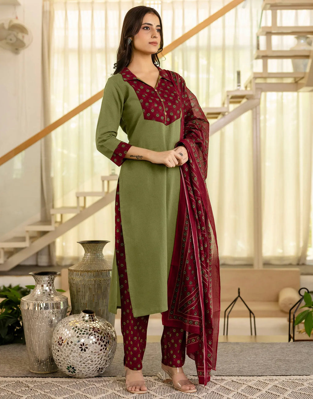 Viscose Rayon Printed Straight 3 Piece Kurta Set