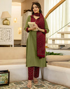Viscose Rayon Printed Straight 3 Piece Kurta Set