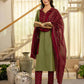 Cotton Dyed, Printed Fabric Lace Straight Kurta with Pant & Dupatta