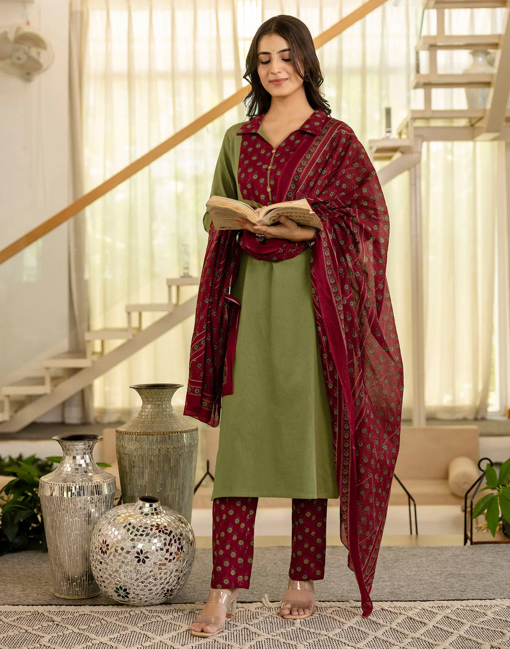 Viscose Rayon Printed Straight 3 Piece Kurta Set
