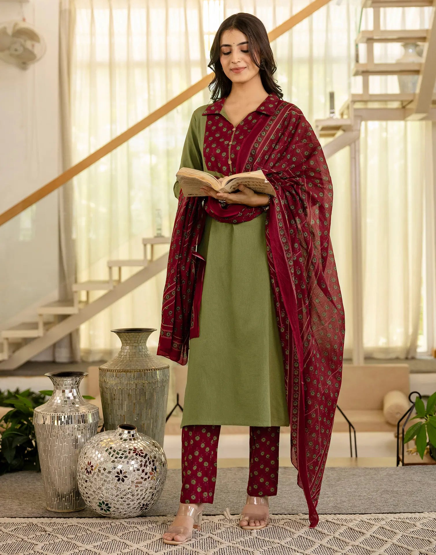 Viscose Rayon Printed Straight 3 Piece Kurta Set