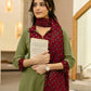 Cotton Dyed, Printed Fabric Lace Straight Kurta with Pant & Dupatta