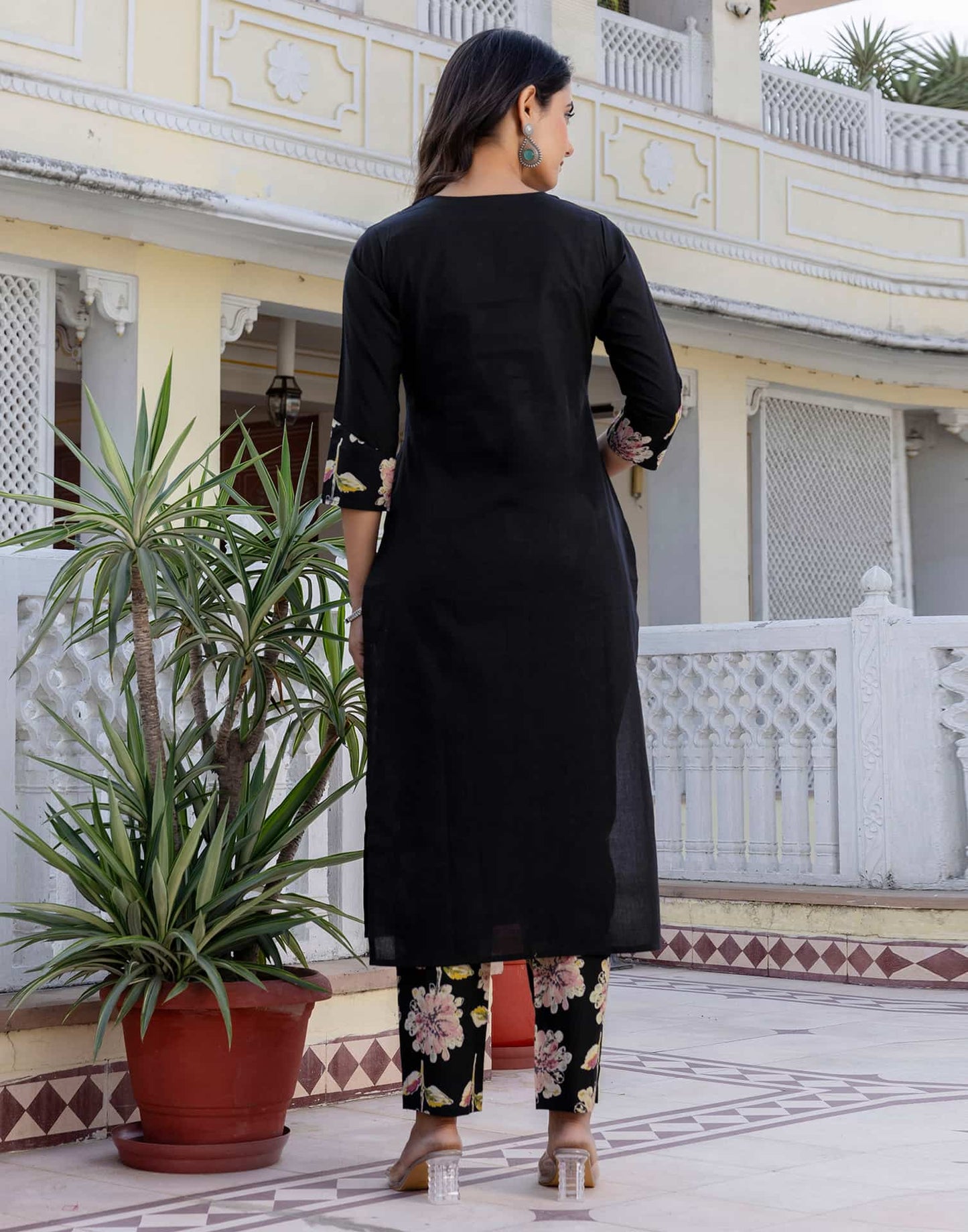 Cotton Floral Printed A-Line Kurta with Pant & Dupatta