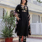 Cotton Floral Printed A-Line Kurta with Pant & Dupatta