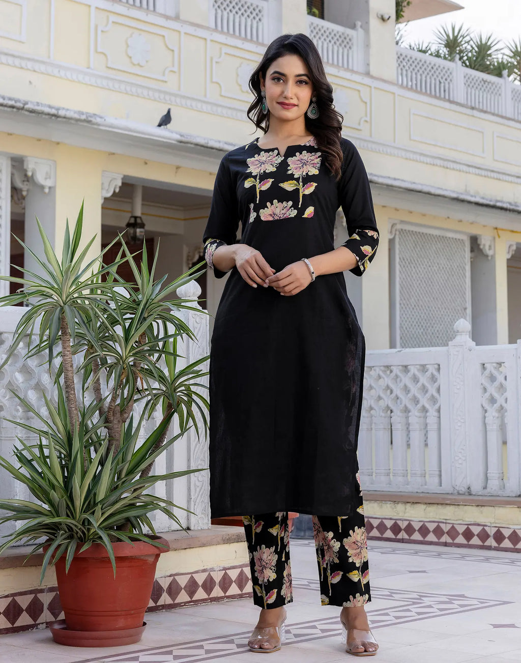 Viscose Rayon Floral Print Straight 3 Piece Kurta Set