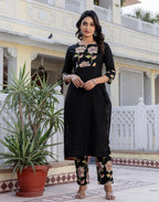 Viscose Rayon Floral Print Straight 3 Piece Kurta Set