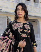 Viscose Rayon Floral Print Straight 3 Piece Kurta Set