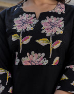 Viscose Rayon Floral Print Straight 3 Piece Kurta Set