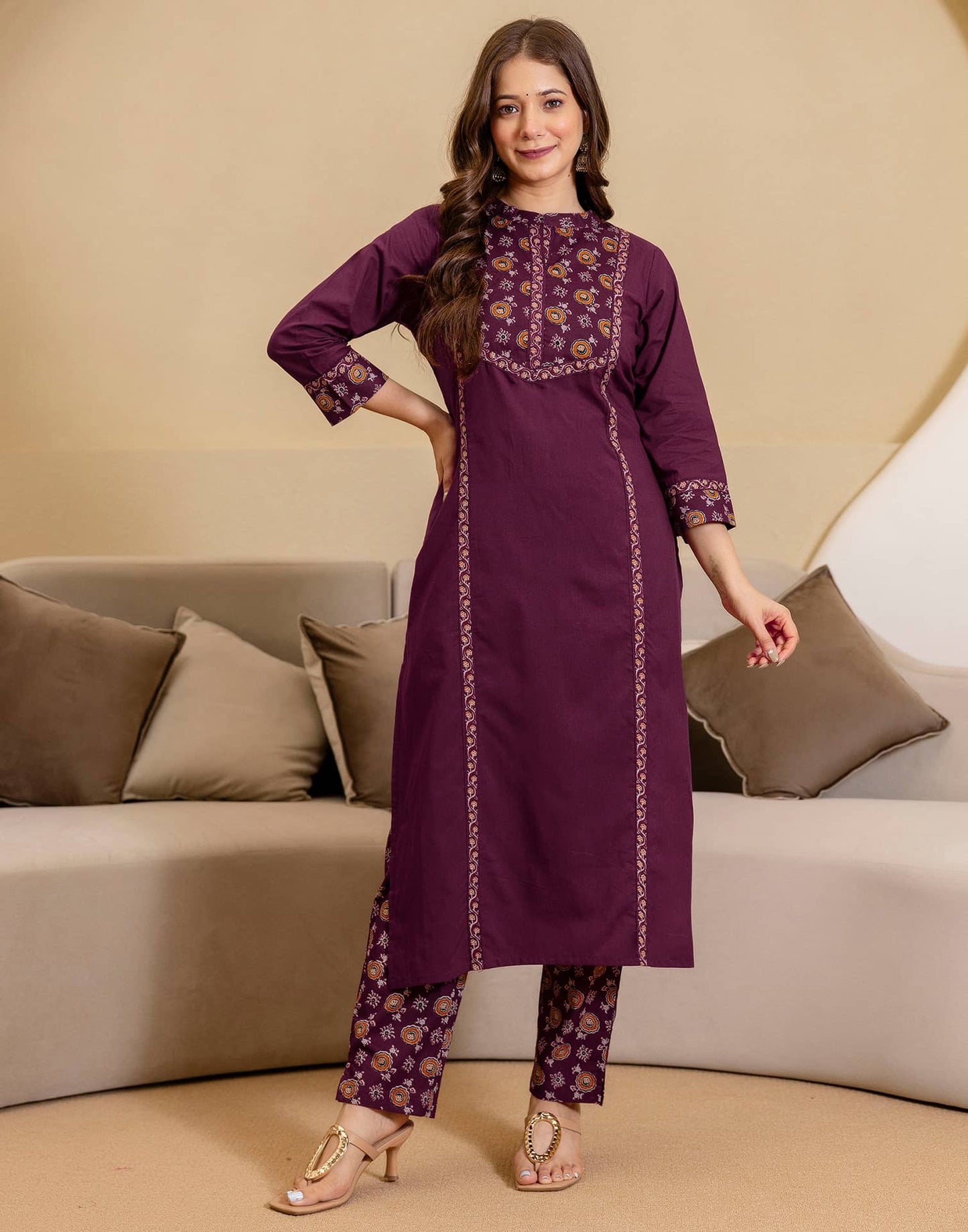 Cotton Printed Straight Kurta with Pant & Dupatta