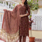Cotton Printed A-Line Kurta with Pant & Dupatta
