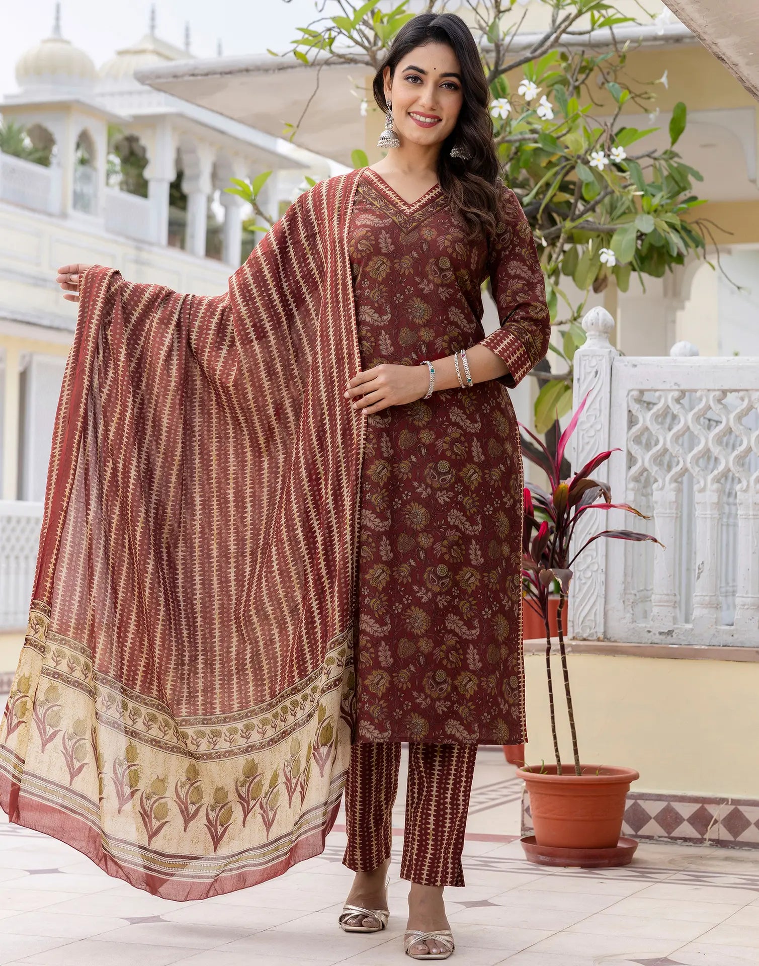 Viscose Rayon Printed Straight 3 Piece Kurta Set