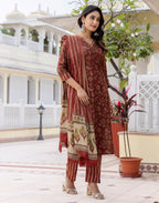 Viscose Rayon Printed Straight 3 Piece Kurta Set