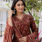 Cotton Printed A-Line Kurta with Pant & Dupatta