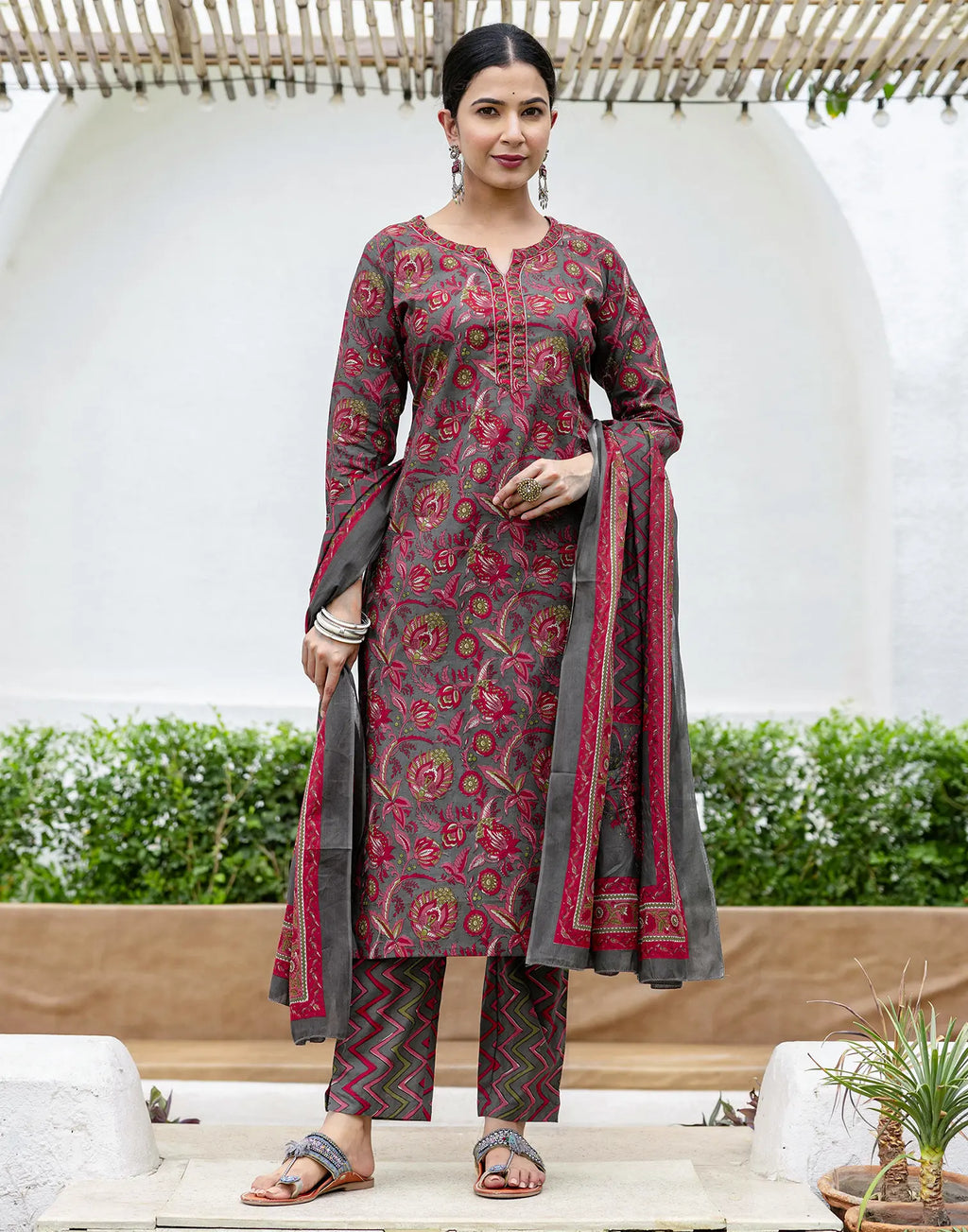 Viscose Rayon Printed Straight 3 Piece Kurta Set