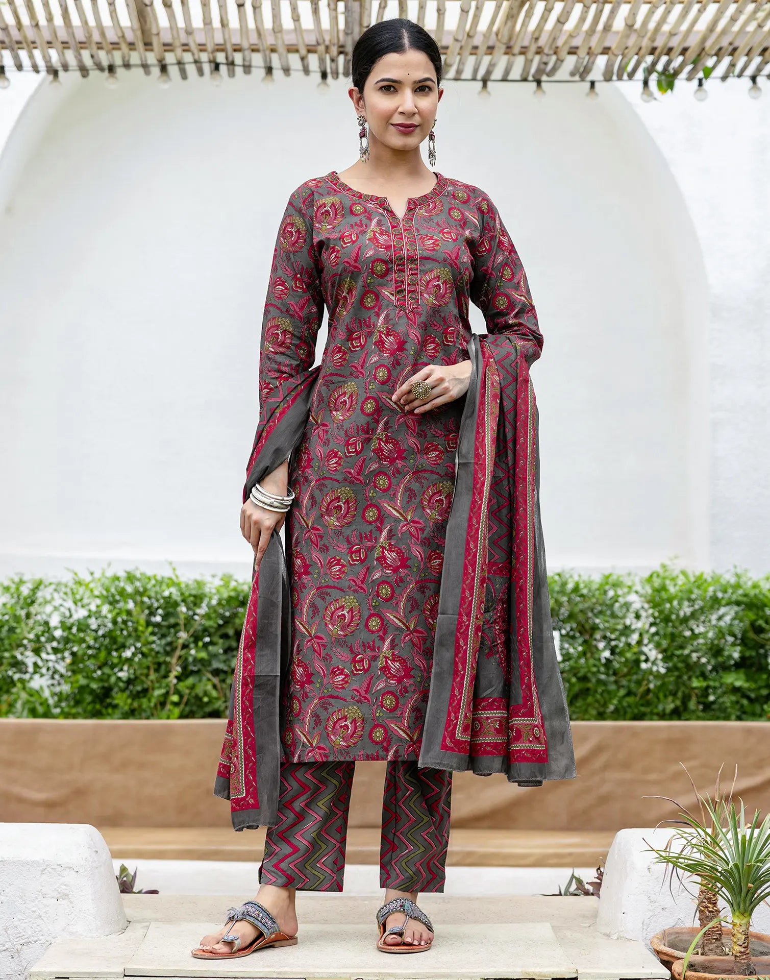Viscose Rayon Printed Straight 3 Piece Kurta Set