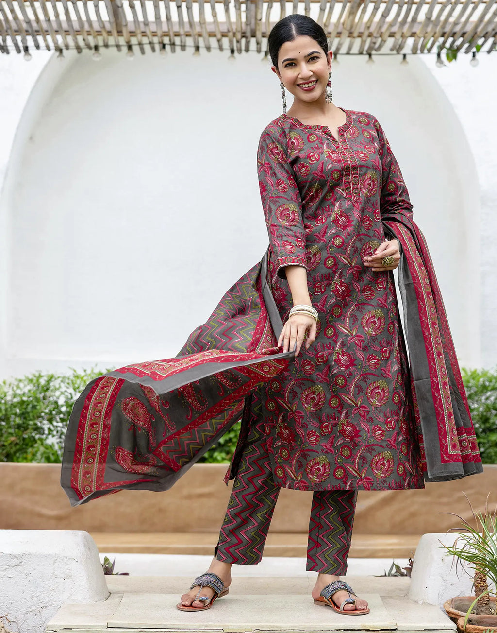 Viscose Rayon Printed Straight 3 Piece Kurta Set